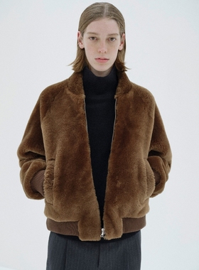 AURALEE MERINO MOUTON BLOUSON 25AW土耳其绵羊拉链短款皮草夹克