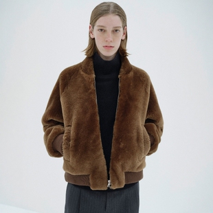AURALEE MERINO MOUTON BLOUSON 25AW土耳其绵羊拉链短款皮草夹克