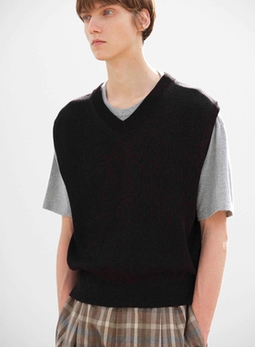 AURALEE FLAT YARN RIB KNIT VEST 26SS 棉质双罗纹V领针织马甲