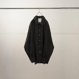 ANCELLM WOOL KERSEY SHIRT 25AW 轻量羊毛宽松下摆破坏长袖衬衫