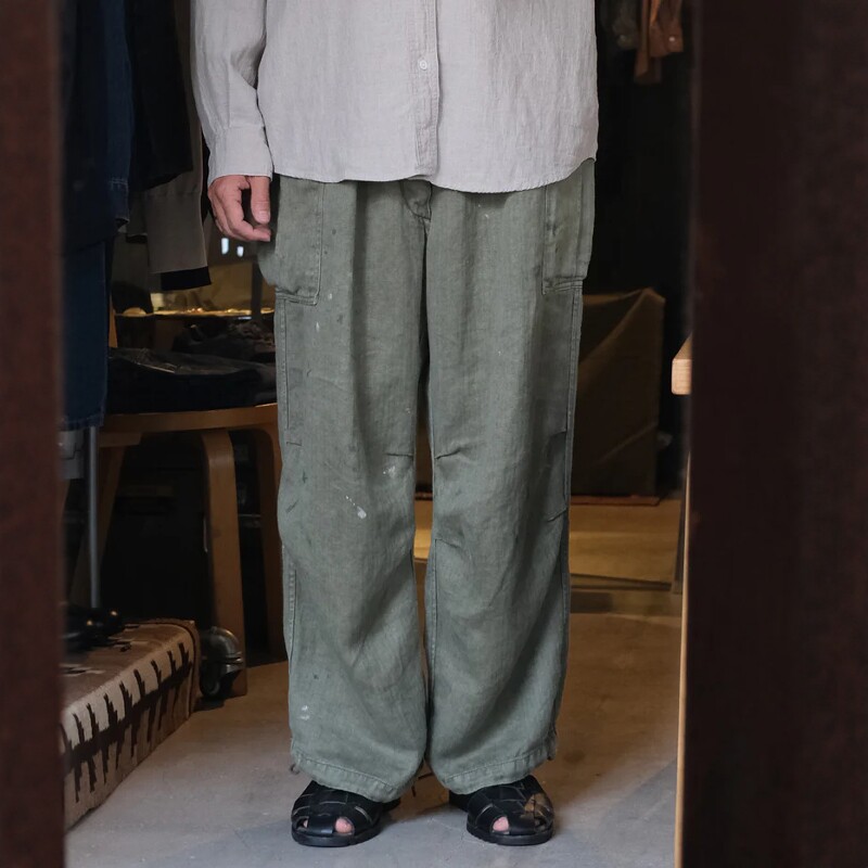 HERILL HBT linen Cargopants 26SS M43军事风做旧亚麻口袋工装裤