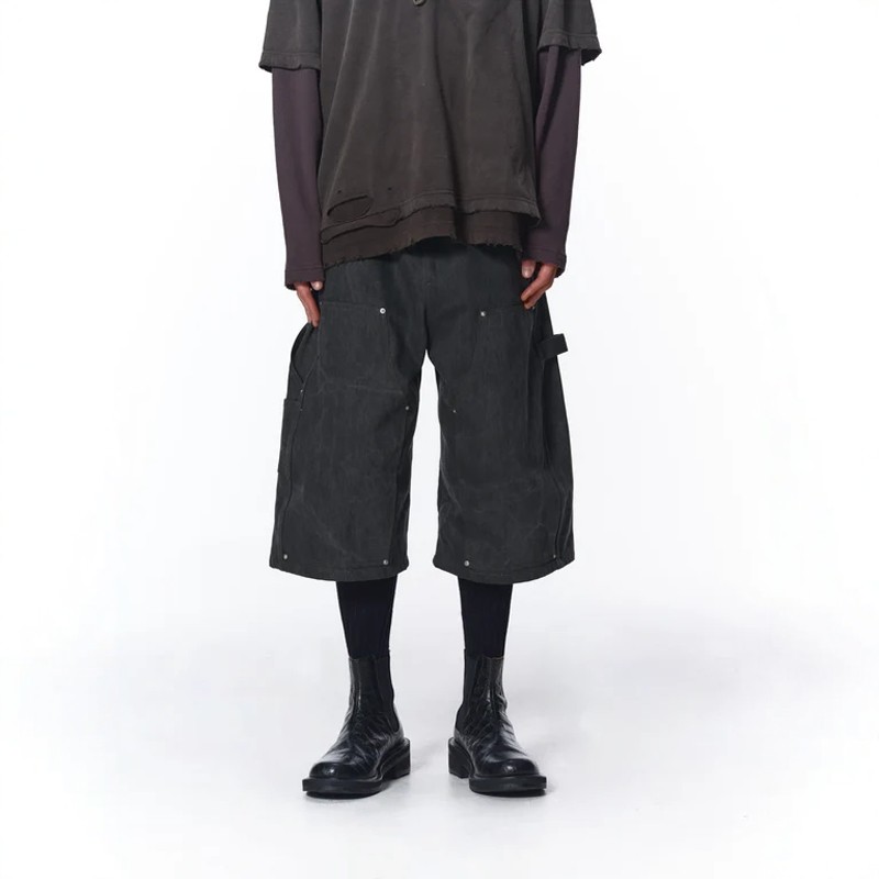 JIEDA FADE DRILL 3/4 DOUBLE KNEE PANTS 25AW 双膝七分工装短裤