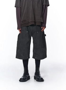 JIEDA FADE DRILL 3/4 DOUBLE KNEE PANTS 25AW 双膝七分工装短裤
