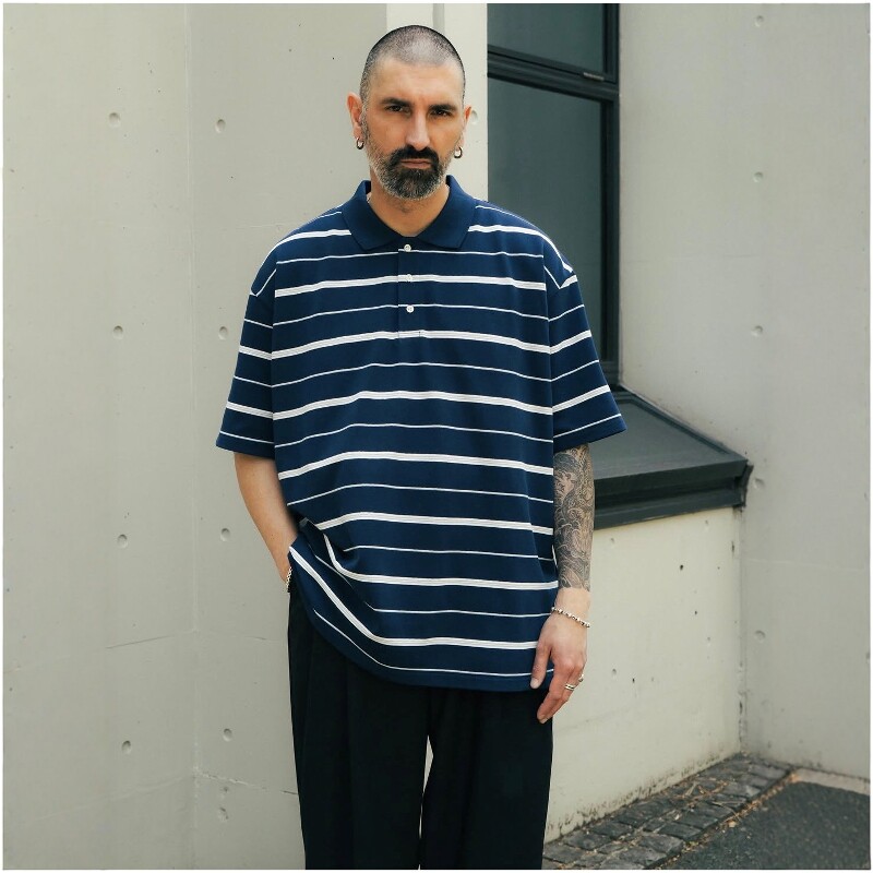 COOTIE Moss Stitch Border S/S Polo 26SS 珠地棉条纹短袖衬衫