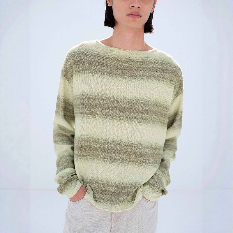 AURALEE GRADIENT KNIT BOAT NECK P/O 26SS 丝绵船领条纹针织衫