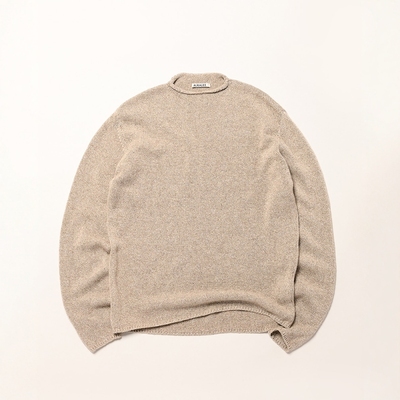 AURALEE羊绒真丝混纺卷领针织衫