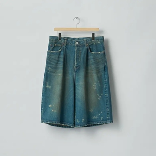 ssstein Baggy Denim Shorts 26SS 做旧水洗破坏油漆宽松牛仔短裤