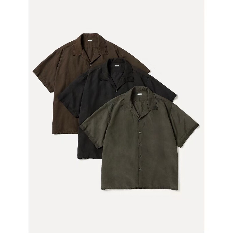 A.PRESSE Natural Dyed Open Collar Shirt 26SS染色真丝短袖衬衫