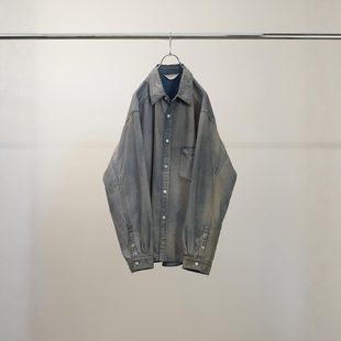 ANCELLM DENIM DRESS SHIRT 25AW 正装剪裁宽松牛仔口袋长袖衬衫