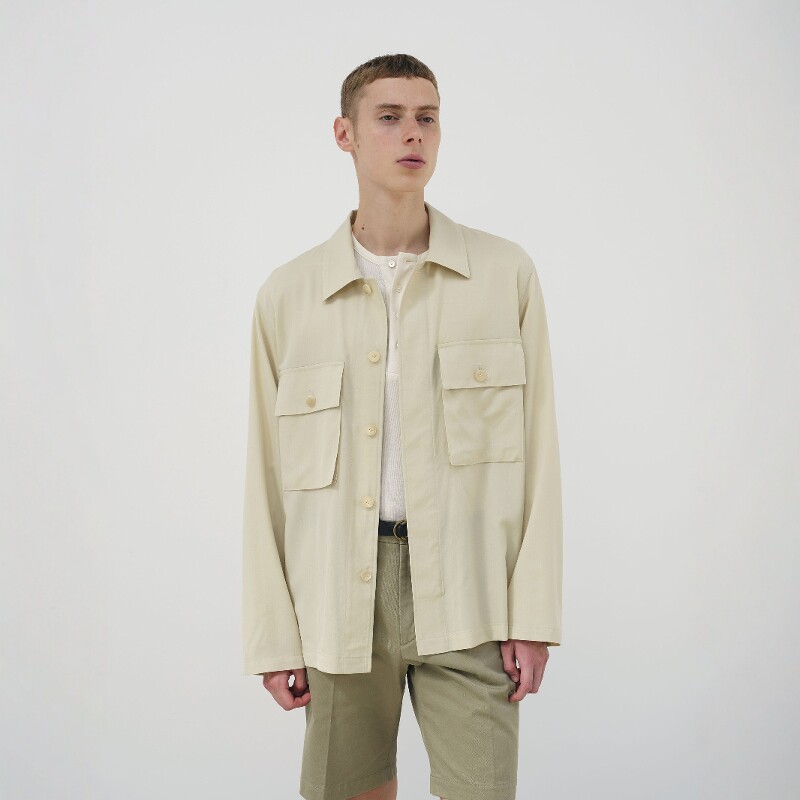 AURALEE WOOL HERRINGBONE OVER SHIRT 25SS精纺极细羊毛长袖衬衫