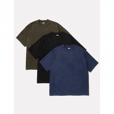 APRESSE复古水洗做旧纯色短袖T