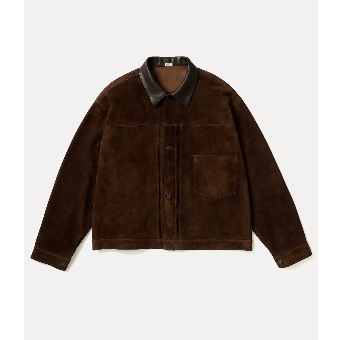 APRESSE麂皮口袋纽扣皮领夹克