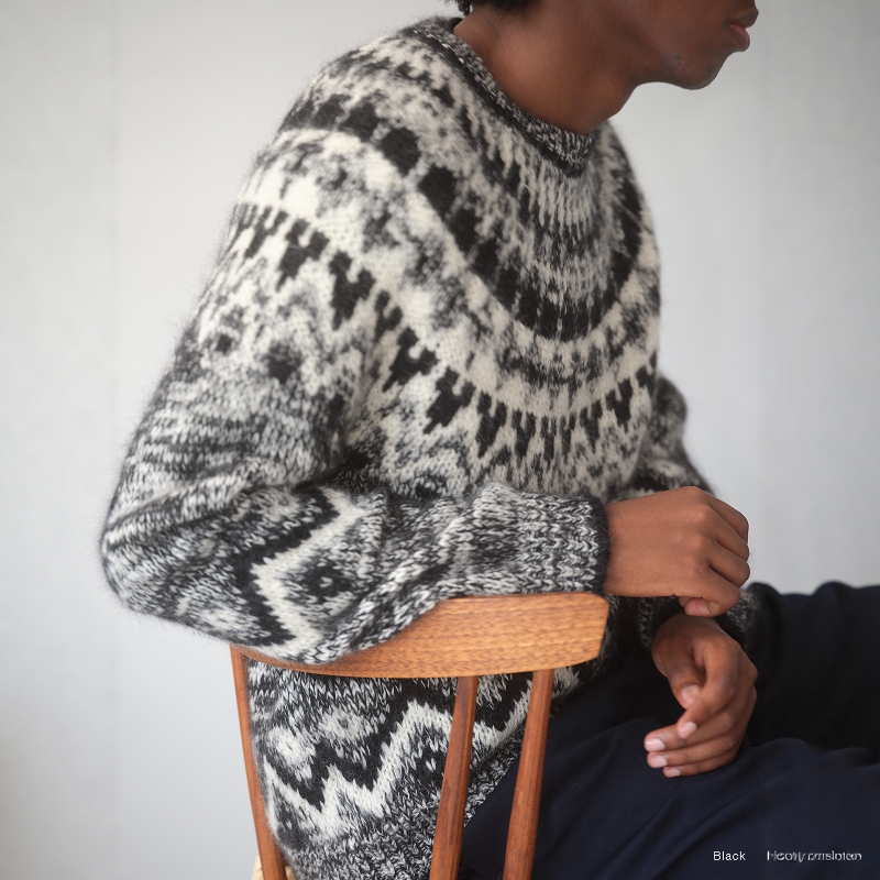 BATONER马海毛北欧圆领针织衫