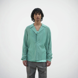AURALEE AIRY LIGHT COTTON CHECK SHIRT 25SS 长棉格纹POLO衬衫