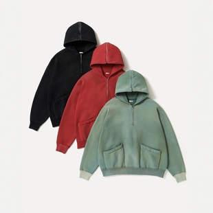 A.PRESSE Vintage Half Zip Sweatshirt 26SS 复古水洗半拉链帽衫