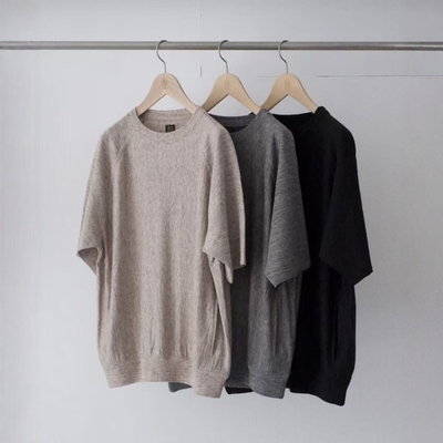 BATONER全亚麻插兜圆领短袖T恤