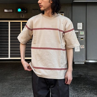 blurhms C/NAPP Border Plain Tee 25SS 水洗长棉条纹宽松短袖T恤