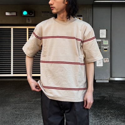 blurhms水洗长棉条纹宽松短袖T恤