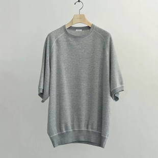 COMOLI Half-Sleeve Crew Neck TOP 26SS 里毛纯色短袖圆领卫衣