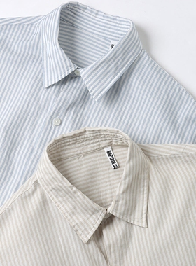 KAPTAIN SUNSHINE Plain Shirt 25SS 有机棉单纱条纹宽松长袖衬衫