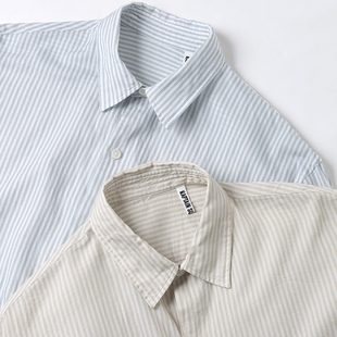 KAPTAIN SUNSHINE Plain Shirt 25SS 有机棉单纱条纹宽松长袖衬衫