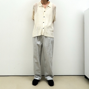 Rib Knit 棉尼网眼针织开衫 Hard 26SS Twist Shirt YOKE Sheer