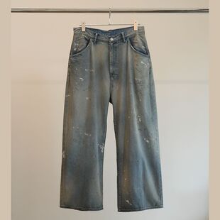ANCELLM LIGHT OZ WIDE STRAIGHT DENIM PANTS25SS油漆水洗牛仔裤