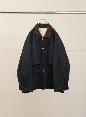 ANCELLM NYLON QUILTING JACKET 26SS 复古菱形格纹宽松薄棉夹克