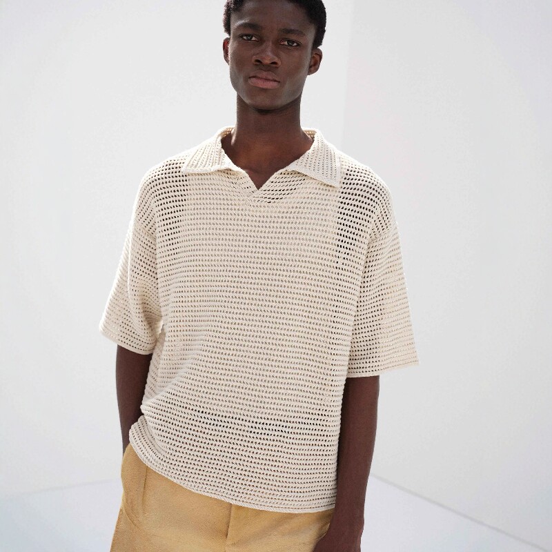 AURALEE TUSSAH MESH KNIT SKIPPER POLO 26SS 棉丝网眼短袖衬衫