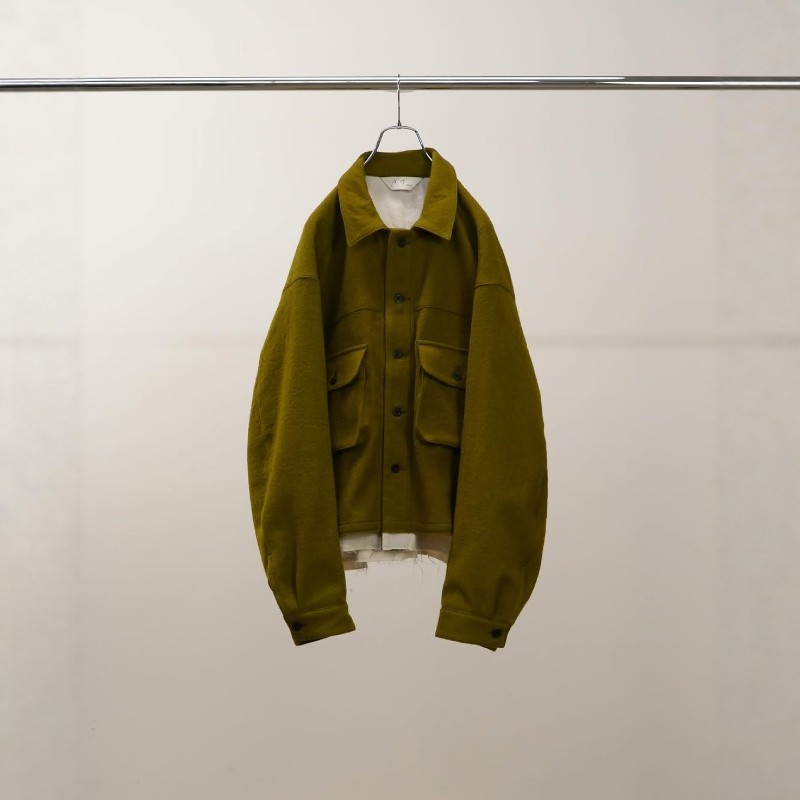 ANCELLM双层毛边下摆羊毛夹克