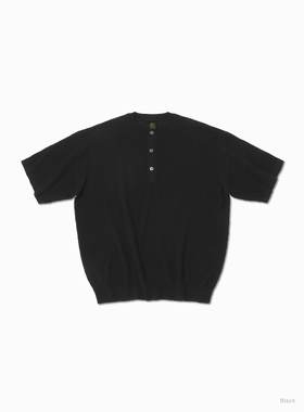 BATONER AMUNDSEN HENLEY NECK 26SS苏文棉加捻绉纱亨利领短袖T恤