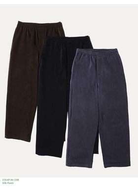 A.PRESSE Silk Pants 25SS 复古丝绸混纺宽松休闲抽绳运动长裤