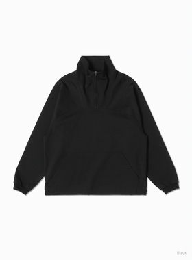 BATONER COTTON NYLON SMOCK 26SS 匹马棉尼龙混纺半拉链套头卫衣