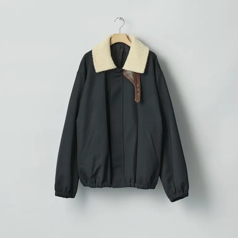 ssstein皮草领羊毛宽松棉服夹克