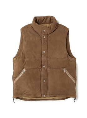 nonnative EXPLORER DOWN VEST LEATHER 25AW 绵羊皮麂皮羽绒马甲