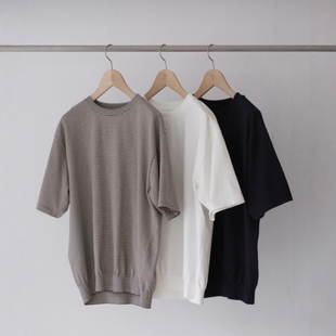 BATONER BROWSING T-SHIRT 26SS 长绒棉宽松垂坠圆领针织短袖T恤