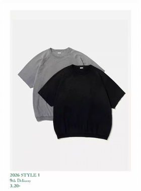 APRESSE Vintage sweatshirt 26SS 复古水洗做旧感轻薄短袖卫衣