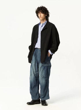 HERILL Jungle fatigue pants 26SS 水洗复古做旧牛仔阔腿工装裤