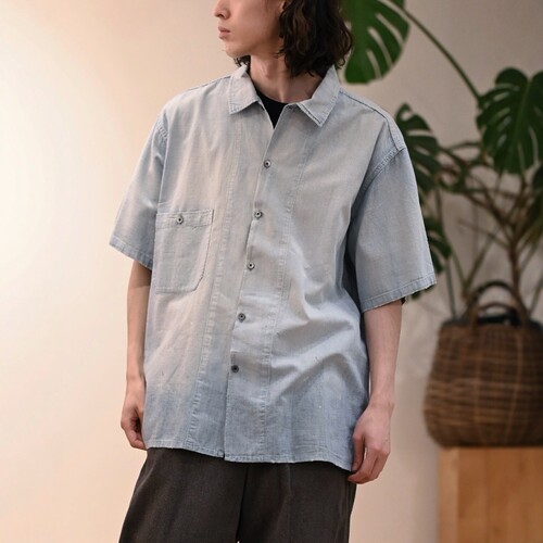 A.PRESSE水洗青年布短袖衬衫
