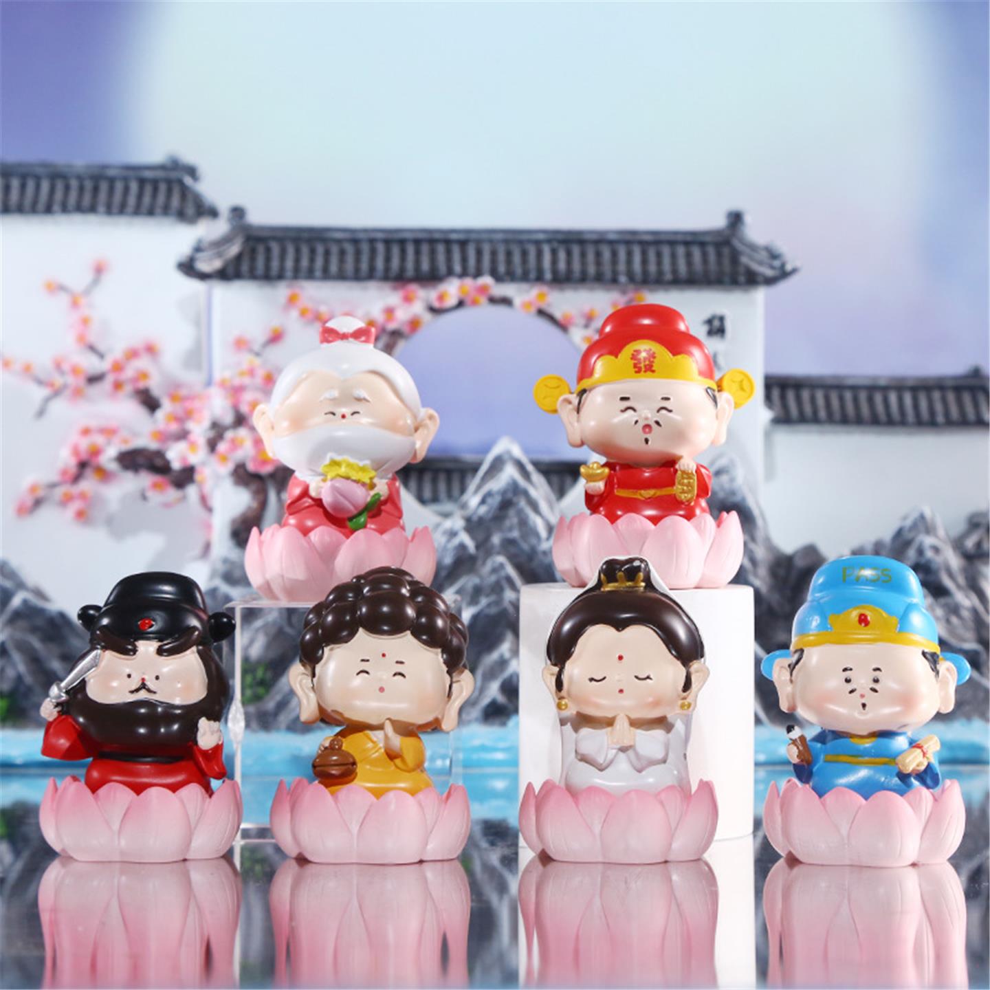 小神仙桌面家居财神佛祖观音摆件玩偶创意q版可爱树脂工艺品礼物