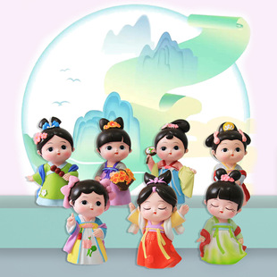 彩虹七仙女新款古风摆件国潮女孩手办家居装饰Q版纪念品儿童礼物