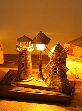 创意复古欧式小灯夜灯笔筒桌面床头摆件送老师朋友闺蜜生日礼物