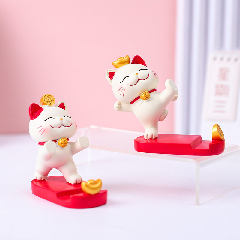可爱招财猫手机支架摆件创意办公室桌面懒人追剧神器装饰生日礼物