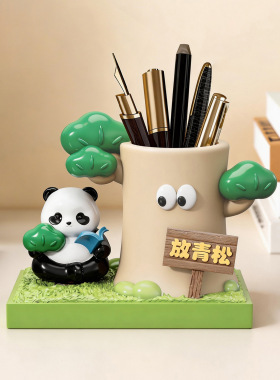 成都熊猫纪念品文创笔筒办公室桌面摆件儿童房书桌男女孩实用礼物