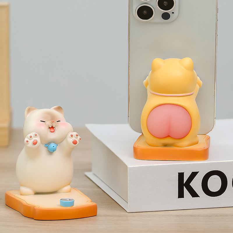 小猫咪手机桌面支架可爱摆件办公室工位解压治愈好物送女生小礼物