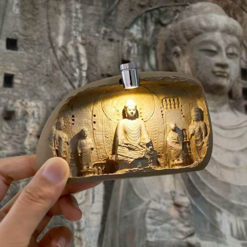 洛阳龙门石窟夜灯冰箱贴佛像浮雕磁吸博物馆文创河南旅游纪念品