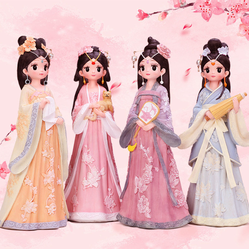 古风汉服少女书桌面小摆件中国风卧室房间女孩装饰品生日礼物女生