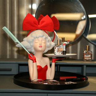 女孩托盘摆件轻奢家居玄关客厅茶几桌面家用房间高级感收纳装 饰品