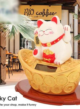 太阳能招财猫小摆件自动招手车载办公桌面装饰品开业送礼品礼物