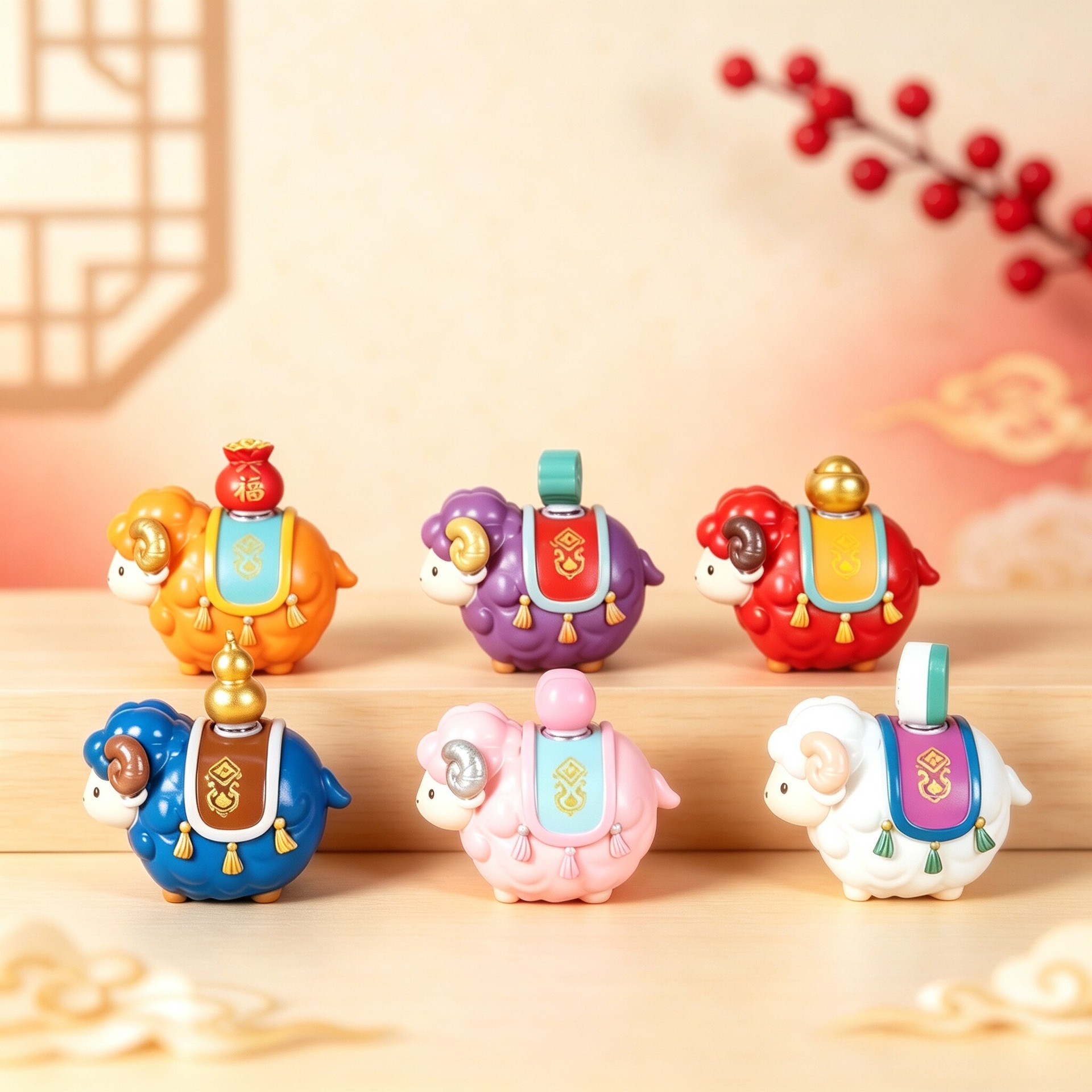 羊年生肖吉祥物摆件年会伴手礼可爱小羊公仔盲盒招财装饰新年礼物